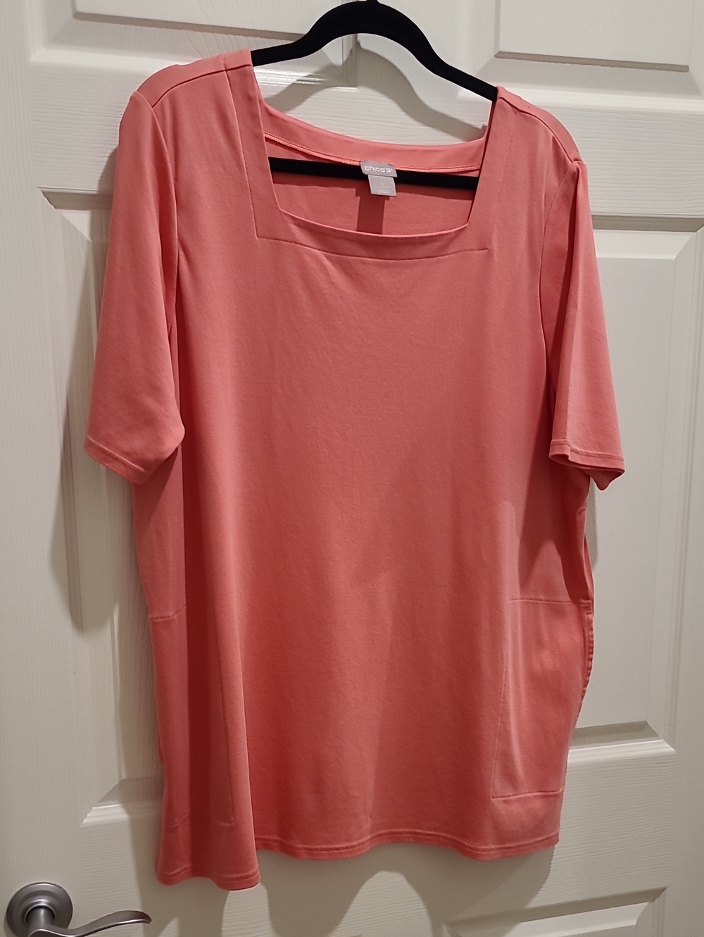 Chico's Coral Square-Neck Short-Sleeve Tunic